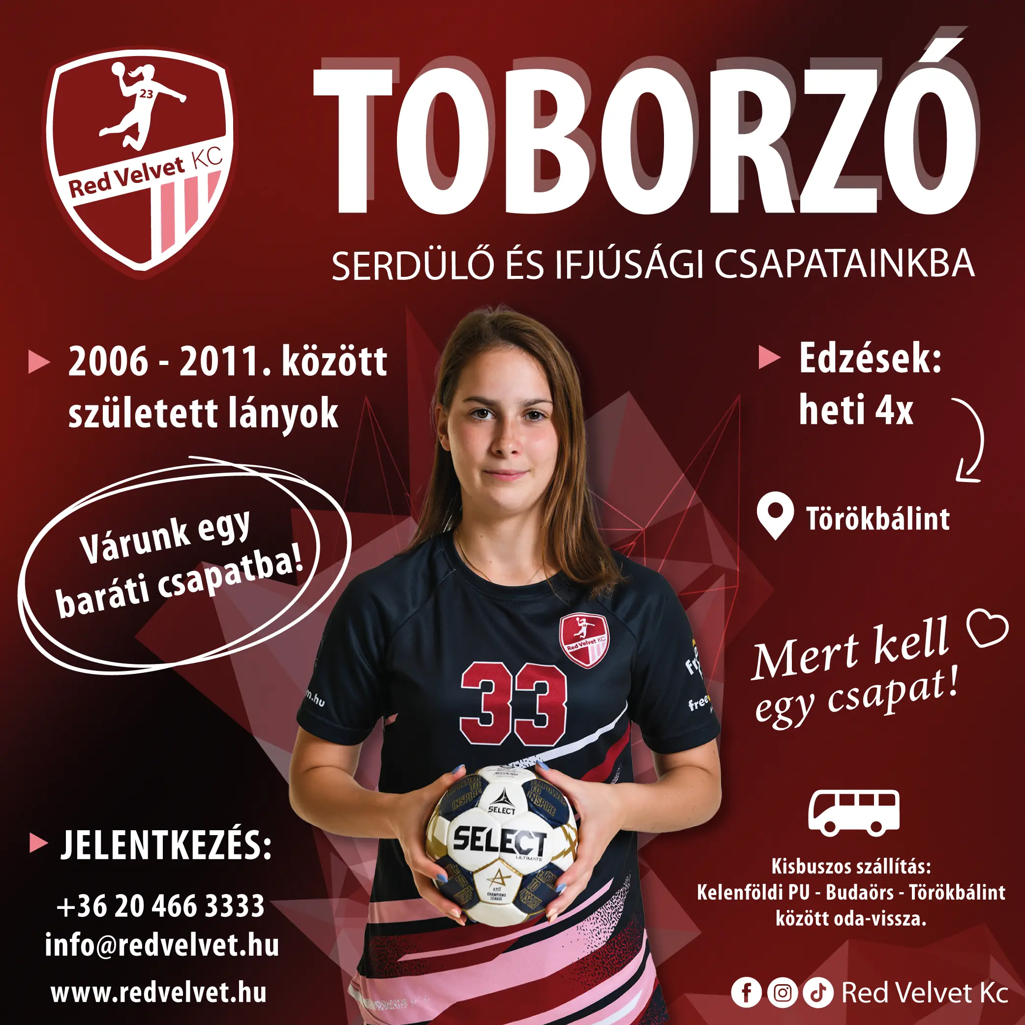 Toborzó ifjúsági kézilabda Red Velvet Budapest